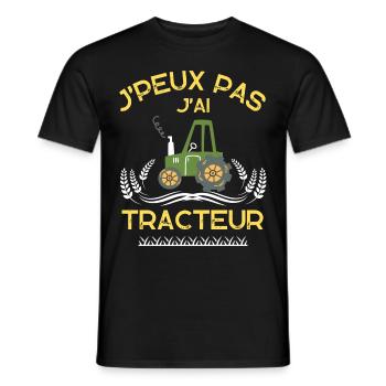 je peux pas jai tracteur fermier agriculture - T-shirt homme - noir - Devant - AI Model Male 178 light (178cm)