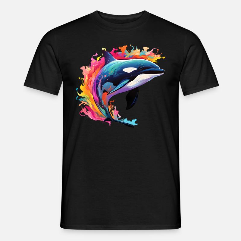 Bunter Schwertwal Orca - Männer T-Shirt - Schwarz