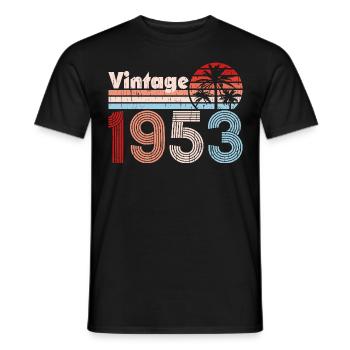 Vintage 1953 Palm Trees Retro Birthday - Men's T-Shirt - black - Front - AI Model Male 178 light (178cm)