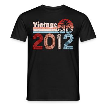 Vintage 2012 Palmen Retro Geburtstag - Männer T-Shirt - Schwarz - Vorne - AI Model Male 178 light (178cm)
