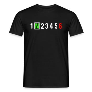 Motorcycle gear shift racing biker motard t-shirt - T-shirt homme - noir - Devant - AI Model Male 178 light (178cm)
