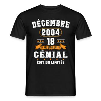 18 Ans Anniversaire Vintage Né(e) en Décembre 2004 - T-shirt homme - noir - Devant - AI Model Male 178 light (178cm)