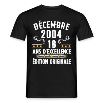 18 Ans Anniversaire Vintage Né(e) en Décembre 2004 - T-shirt homme - noir - Devant - AI Model Male 178 light (178cm)