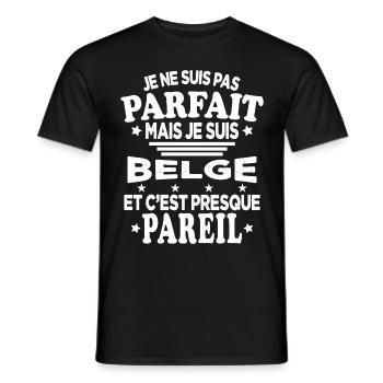 Pas Parfait Mais Je Suis Belge Cadeau Humour - T-shirt homme - noir - Devant - AI Model Male 178 light (178cm)