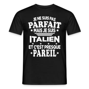 Je ne suis pas parfait mais je suis Italien - T-shirt homme - noir - Devant - AI Model Male 178 light (178cm)