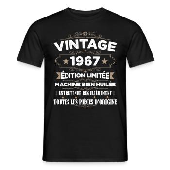 Vintage 1967 Édition Limitée - T-shirt homme - noir - Devant - AI Model Male 178 light (178cm)