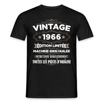 Vintage 1966 Édition Limitée - T-shirt homme - noir - Devant - AI Model Male 178 light (178cm)