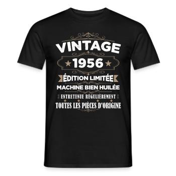 Vintage 1956 Édition Limitée - T-shirt homme - noir - Devant - AI Model Male 178 light (178cm)