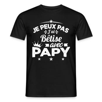 Je peux pas J'ai Bêtise Avec Papy Cadeau - T-shirt homme - noir - Devant - AI Model Male 178 light (178cm)