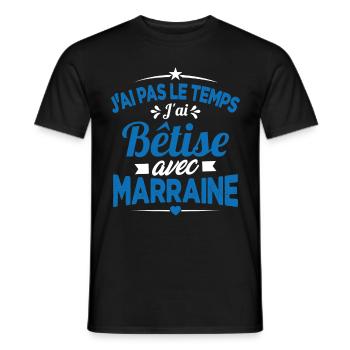 J'ai Pas Le Temps, J'ai Bêtise Avec Marraine - T-shirt homme - noir - Devant - AI Model Male 178 light (178cm)