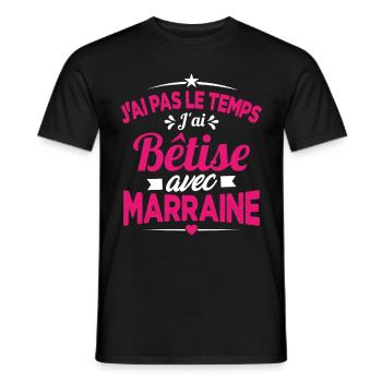 J'ai Pas Le Temps, J'ai Bêtise Avec Marraine - T-shirt homme - noir - Devant - AI Model Male 178 light (178cm)