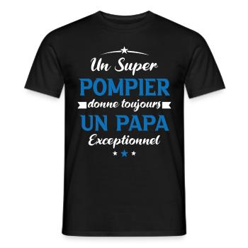 Pompier futur papa sapeur pompier anniversaire - T-shirt homme - noir - Devant - AI Model Male 178 light (178cm)