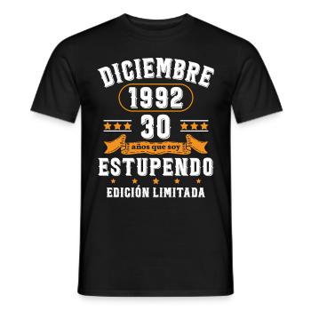 30 Ans Anniversaire Vintage Né(e) en Décembre 1992 - T-shirt homme - noir - Devant - AI Model Male 178 light (178cm)