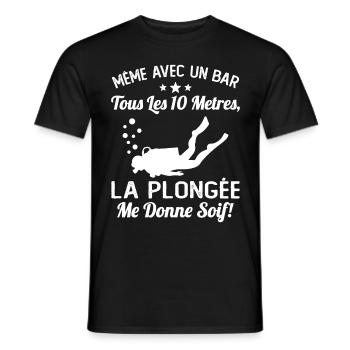 La Plongée Me Donne Soif Mer Cadeau Plongeur Apnée - T-shirt homme - noir - Devant - AI Model Male 178 light (178cm)