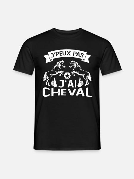 Je Peux Pas J'ai Cheval Équitation Cavalier Poney - T-shirt homme - noir