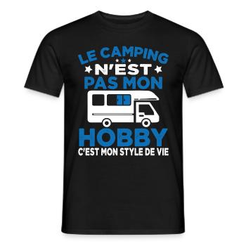 J'aime Camping C'est Mon Style De Vie Camping Car - T-shirt homme - noir - Devant - AI Model Male 178 light (178cm)