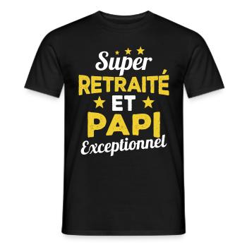 Super Retraité et Papi Exceptionnel Humour Cadeau - T-shirt homme - noir - Devant - AI Model Male 178 light (178cm)