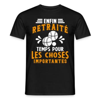 Pétanque Retraite Pétanque Enfin Retraité Pétanque - T-shirt homme - noir - Devant - AI Model Male 178 light (178cm)