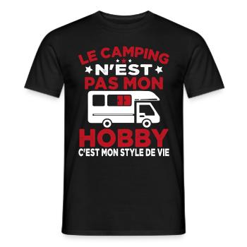 J'aime Camping C'est Mon Style De Vie Camping Car - T-shirt homme - noir - Devant - AI Model Male 178 light (178cm)