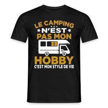 J'aime Camping C'est Mon Style De Vie Camping Car - T-shirt homme - noir - Devant - AI Model Male 178 light (178cm)