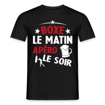 Boxe Le Matin Et Apéro Le Soir Boxing Sport - T-shirt homme - noir - Devant - AI Model Male 178 light (178cm)
