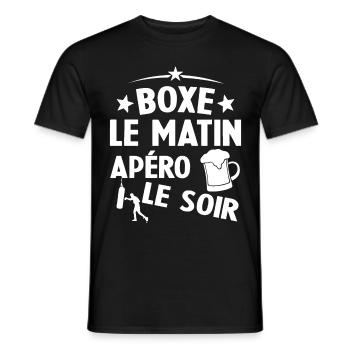 Boxe Le Matin Et Apéro Le Soir Boxing Sport - T-shirt homme - noir - Devant - AI Model Male 178 light (178cm)