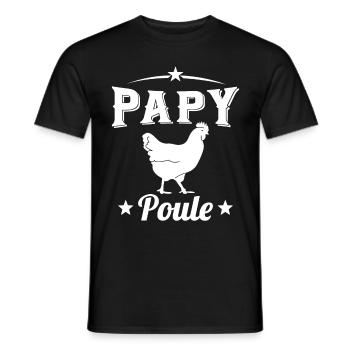 Papy Poule Humour Cadeau Grand Père - T-shirt homme - noir - Devant - AI Model Male 178 light (178cm)