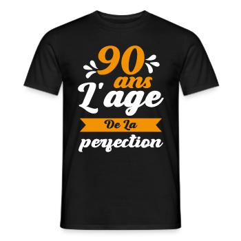 Anniversaire 90 ans - 90 Ans âge de la perfection - T-shirt homme - noir - Devant - AI Model Male 178 light (178cm)