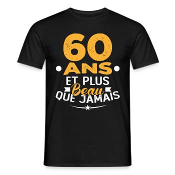 60 Ans et plus beau que jamais - T-shirt homme - noir - Devant - AI Model Male 178 light (178cm)
