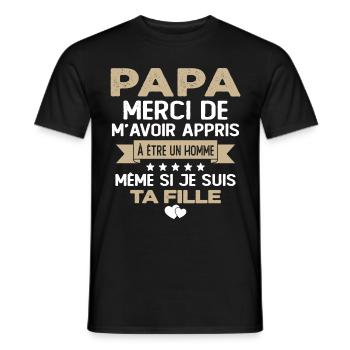 Homme Papa Fête Des Père Humour Cadeau Papa - T-shirt homme - noir - Devant - AI Model Male 178 light (178cm)