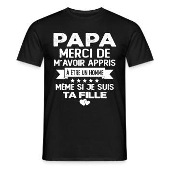 Homme Papa Fête Des Père Humour Cadeau Papa - T-shirt homme - noir - Devant - AI Model Male 178 light (178cm)