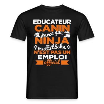Educateur Canin Drôle Cadeau Ninja Humor - T-shirt homme - noir - Devant - AI Model Male 178 light (178cm)