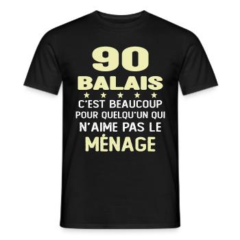 90 balais Drôle Cadeau Anniversaire 90 ans - T-shirt homme - noir - Devant - AI Model Male 178 light (178cm)
