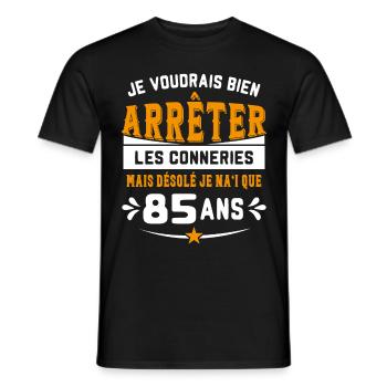 Je Voudrais Bien 85 Ans Humour Cadeau - T-shirt homme - noir - Devant - AI Model Male 178 light (178cm)