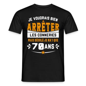 Je Voudrais Bien 70 Ans Humour Cadeau - T-shirt homme - noir - Devant - AI Model Male 178 light (178cm)