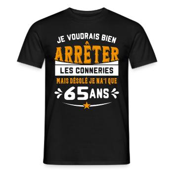 Je Voudrais Bien 65 Ans Humour Cadeau - T-shirt homme - noir - Devant - AI Model Male 178 light (178cm)