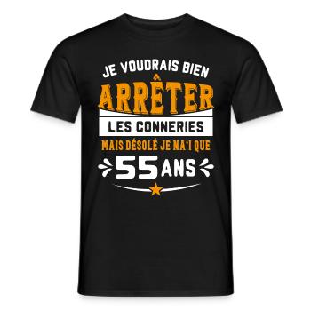 Je Voudrais Bien 55 Ans Humour Cadeau - T-shirt homme - noir - Devant - AI Model Male 178 light (178cm)