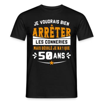 Je Voudrais Bien 50 Ans Humour Cadeau - T-shirt homme - noir - Devant - AI Model Male 178 light (178cm)