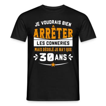 Je Voudrais Bien 30 Ans Humour Cadeau - T-shirt homme - noir - Devant - AI Model Male 178 light (178cm)