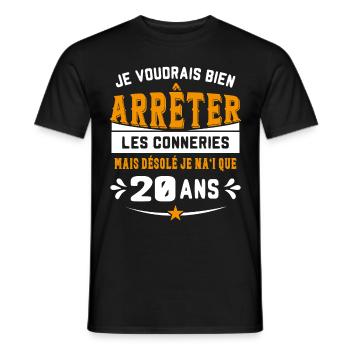 Je Voudrais Bien 20 Ans Humour Cadeau - T-shirt homme - noir - Devant - AI Model Male 178 light (178cm)