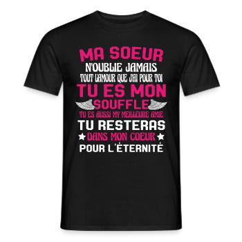 Ma Soeur Es Ma Vie Tu Es Aussi My Meilleure Amie - T-shirt homme - noir - Devant - AI Model Male 178 light (178cm)