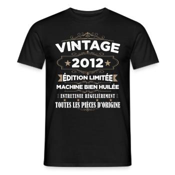 Vintage 2012 Edition Limitée - T-shirt homme - noir - Devant - AI Model Male 178 light (178cm)