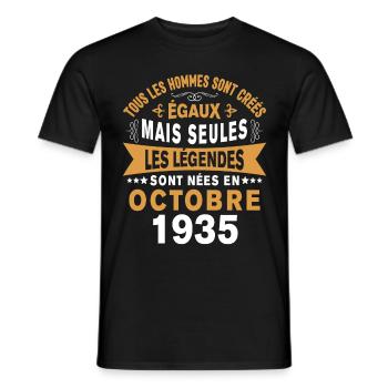 Les Légendes Sont Nées En Octobre 1935 Cadeau - T-shirt homme - noir - Devant - AI Model Male 178 light (178cm)