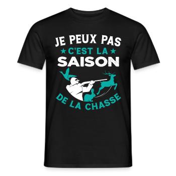 C'est La Saison De La Chasse Humour Chasseur - T-shirt homme - noir - Devant - AI Model Male 178 light (178cm)
