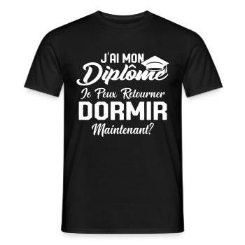 J'ai mon diplôme je peux retourner dormir? - T-shirt homme - noir - Devant - AI Model Male 178 light (178cm)