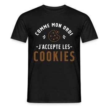 Cadeau humoristique original Accepte les cookies - T-shirt homme - noir - Devant - AI Model Male 178 light (178cm)