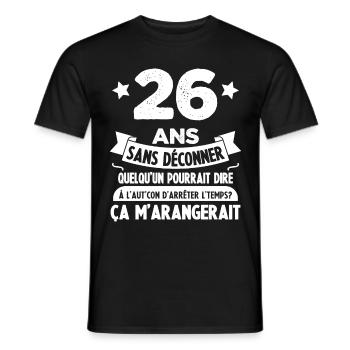 26 Ans anniversaire 26 anniversaire cadeau 26 ans - T-shirt homme - noir - Devant - AI Model Male 178 light (178cm)