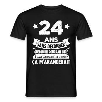 24 Ans anniversaire 24 anniversaire cadeau 24 ans - T-shirt homme - noir - Devant - AI Model Male 178 light (178cm)