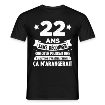 22 Ans anniversaire 22 anniversaire cadeau 22 ans - T-shirt homme - noir - Devant - AI Model Male 178 light (178cm)