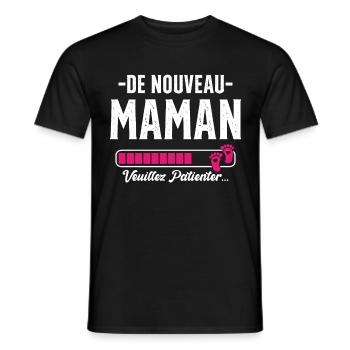 Femme Maman Cadeau Nouvelle Naissance Future - T-shirt homme - noir - Devant - AI Model Male 178 light (178cm)